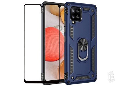 Set odoln� obal Fusion Ring Armor (modr�) + ochrann� sklo (�ierne) na displej na Samsung Galaxy A42 (5G) **AKCIA!!