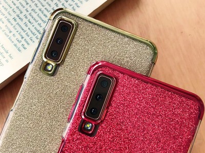 Ultra Slim Glitter Series (erven) - Ochrann kryt (obal) na Samsung Galaxy A50 **AKCIA!!