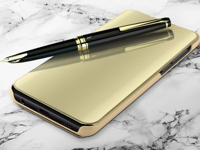 Mirror Standing Cover (zlat) - Zrkadlov puzdro pre Samsung Galaxy A50 / A30S **AKCIA!!