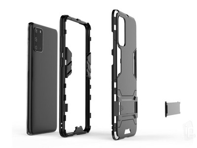 Set Obal Armor Stand Defender (ierny) + ochrann sklo na Samsung Galaxy A51