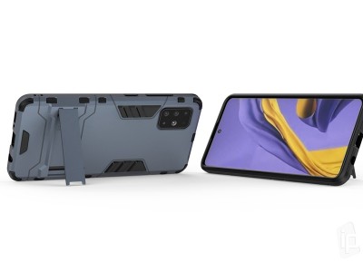 Set obal Armor Stand Defender (edo-modr) + ochrann sklo na displej pre Samsung Galaxy A71