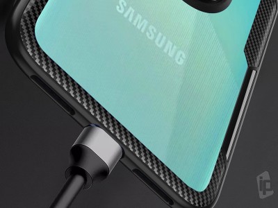 Set Odoln obal Carbon Ring Defender (ierny) + tvrden sklo na Samsung Galaxy A51 **AKCIA!!
