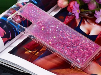 Liquid Glitter Pink (ruov) - Ochrann kryt s tekutmi trblietkami na Samsung Galaxy A51