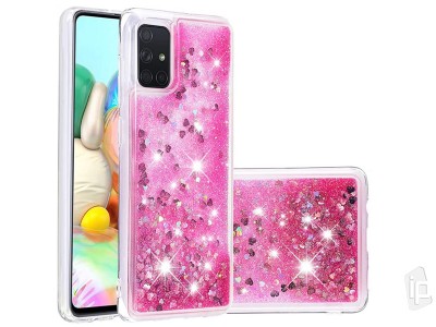 Liquid Glitter Pink (ruov) - Ochrann kryt s tekutmi trblietkami na Samsung Galaxy A71