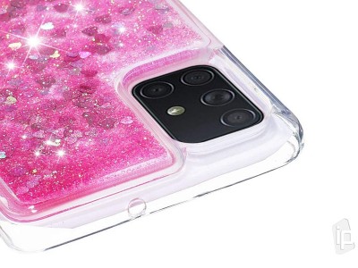 Liquid Glitter Pink (ruov) - Ochrann kryt s tekutmi trblietkami na Samsung Galaxy A71