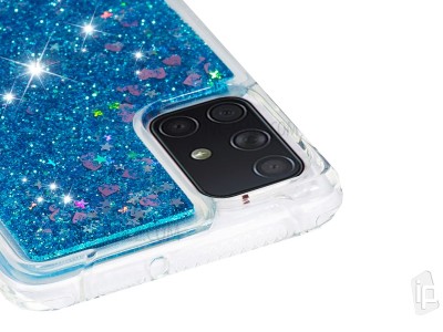 Liquid Glitter Blue (modr) - Ochrann kryt s tekutmi trblietkami na Samsung Galaxy A51