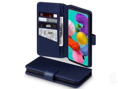 Peaenkov puzdro z pravej koe pre Samsung Galaxy A51 - modr