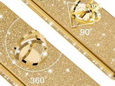 Diamond Glitter Ring (zlat) - Ochrann kryt (obal) s driakom na Samsung Galaxy A52 5G / A52s 5G