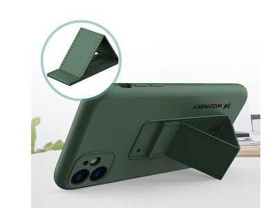 Kickstand Silicone  Ochrann kryt s ochranou kamery a opierkou pre Samsung Galaxy A52 5G / A52s 5G (ierny)