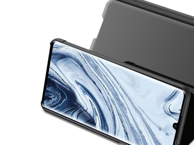 Mirror Standing Cover (ierne) - Zrkadlov puzdro pre Samsung Galaxy A7 2018