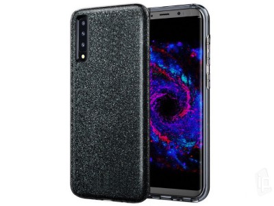 TPU Glitter Case (ierny) - Ochrann glitrovan kryt (obal) pre Samsung Galaxy A7 2018