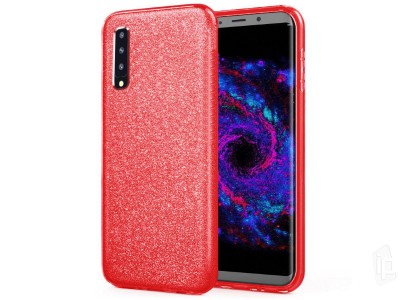 TPU Glitter Case (erven) - Ochrann glitrovan kryt (obal) pre Samsung Galaxy A7 2018