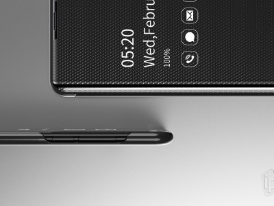 Mirror Flip Cover (ierne) - Zrkadlov puzdro pre Samsung Galaxy A70