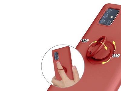 Silicone Ring  Ochrann kryt s prstencom pre Samsung Galaxy A71 (erven)