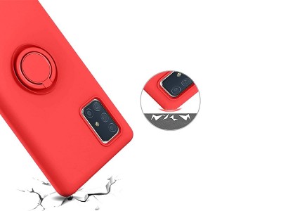 Silicone Ring – Ochranný kryt s prstencom pre Samsung Galaxy A71 (červený)