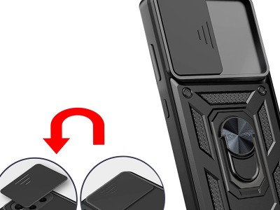Fusion Ring Camshield II  Ochrann kryt s ochranou kamery pre Samsung Galaxy A73 5G (erven) **AKCIA!!