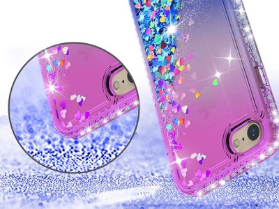 Diamond Liquid Glitter (ruovo-tyrkysov) - Ochrann kryt s tekutmi trblietkami na Apple iPhone 7 / 8 / SE 2020