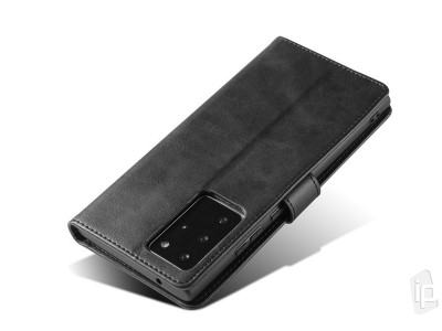 Elegance Stand Wallet II (ierne) - Peaenkov puzdro na Samsung Galaxy Note 20 Ultra