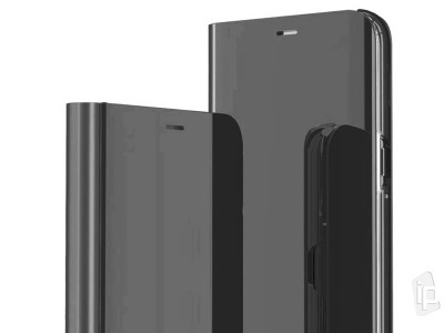 Mirror Standing Cover (čierne) - Zrkadlové puzdro pre Samsung Galaxy A12 / A12 5G / M12