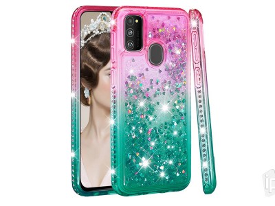 Diamond Liquid Glitter (ružový) - Ochranný kryt s tekutými trblietkami na Samsung Galaxy M21