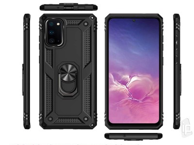Set odoln� obal Fusion Ring Armor (�erven�) + ochrann� sklo (�ierne) na displej na Samsung Galaxy M51