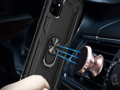 Set odoln� obal Fusion Ring Armor (�erven�) + ochrann� sklo (�ierne) na displej na Samsung Galaxy M51