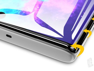 3D Full Glue Tempered Glass (ierne) - Temperovan sklo na displej s vrezom na odtlaok prsta pre Samsung Galaxy Note 10