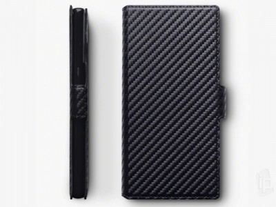 Carbon Fiber Folio ierne - peaenkov puzdro na Samsung Galaxy Note 10 Plus **AKCIA!!