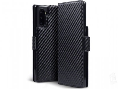 Carbon Fiber Folio čierne - peňaženkové puzdro na Samsung Galaxy Note 10 **VÝPREDAJ!!