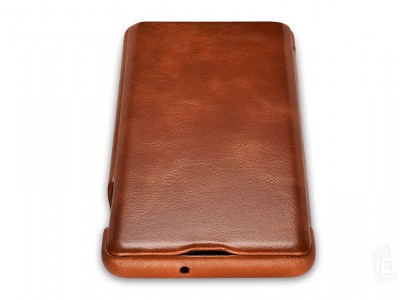 Vintage Slim Leather Book (hned) - Luxusn puzdro z pravej koe pre Samsung Galaxy S10