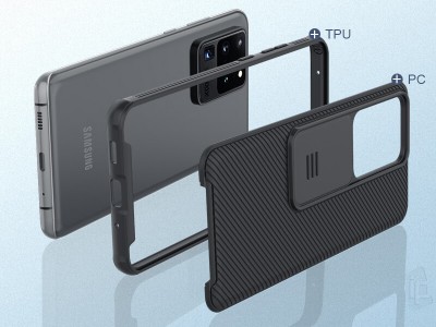 Slim CamShield (ierny) - Plastov kryt (obal) s ochranou kamery na Samsung Galaxy S20 Ultra