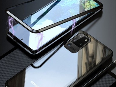 Magnetic Shield 360 Metallic Black (ierny) - Magnetick kryt s obojstrannm sklom na Samsung Galaxy S20 Ultra