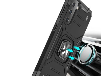 Hybrid Ring Defender (ierny) - Odoln obal pre Samsung Galaxy S21 FE