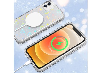 Luminous Hearts Case  Ochrann kryt s ochranou kamery a srdiekami pre Samsung Galaxy S22 Ultra 5G (ry)