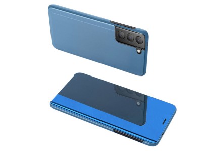 Mirror Standing Cover (modr) - Zrkadlov puzdro pre Samsung Galaxy S21 FE