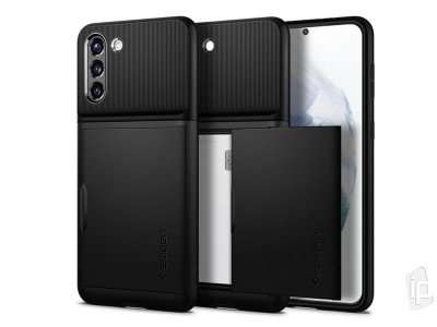 Spigen Slim Card Armor Wallet  Ochrann kryt s prieinkom na karty pre Samsung Galaxy S21 Plus (ierny)