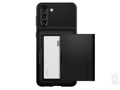 Spigen Slim Card Armor Wallet  Ochrann kryt s prieinkom na karty pre Samsung Galaxy S21 Plus (ierny)