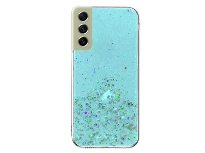 TPU Sequins Glitter Case (modrý) - Ochranný kryt s trblietkami pre Samsung Galaxy S21 FE