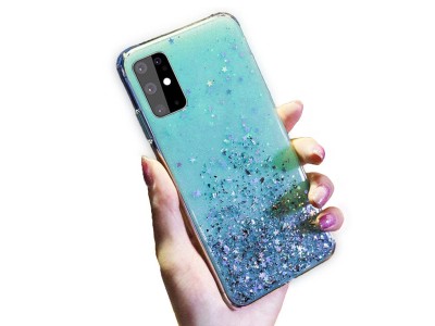 TPU Sequins Glitter Case (modr) - Ochrann kryt s trblietkami pre Samsung Galaxy S21 FE