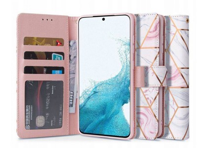 Tech-Protect Wallet Marble  Peaenkov puzdro pre Samsung Galaxy S22 5G (ruov s mramorovm motvom)