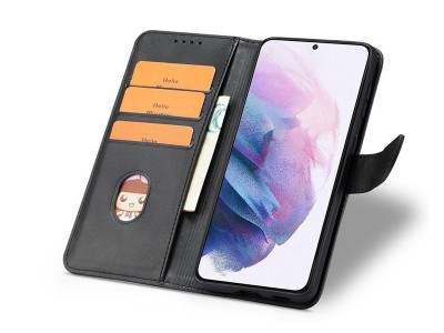 Elegance Stand Wallet II (ierne) - Peaenkov puzdro pre Samsung Galaxy S22