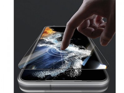 3D Glass - Tvrden� ochrann� sklo s pokryt�m cel�ho displeja pre Samsung Galaxy S22 ULTRA 5G (�ierne)