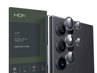 HOFI CamRing Pro+ - Sada ochranných skiel s hliníkovým rámom pre Samsung Galaxy S22 Ultra 5G (čierne)