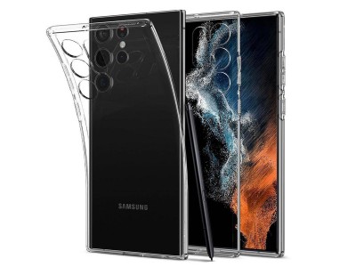 Spigen Liquid Crystal (číry) - Luxusný ochranný kryt (obal) na Samsung Galaxy S22 Ultra 5G