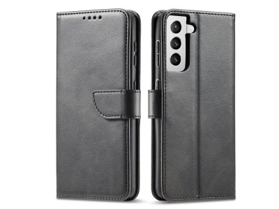 Elegance Stand Wallet II (čierne) - Peňaženkové puzdro na Samsung Galaxy S22 Ultra 5G **AKCIA!!