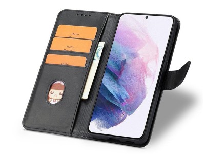 Elegance Stand Wallet II (�ierne) - Pe�a�enkov� puzdro na Samsung Galaxy S22 Ultra 5G **AKCIA!!