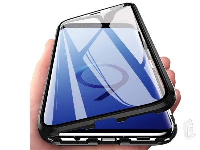 Magnetic Shield 360 Metallic Black (ierny) - Magnetick kryt s obojstrannm sklom na Samsung Galaxy S9