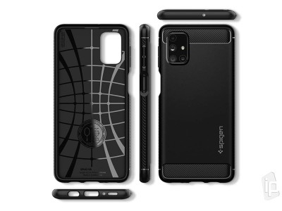 Spigen Rugged Armor (�ierny) - Ochrann� kryt (obal) na Samsung Galaxy M51