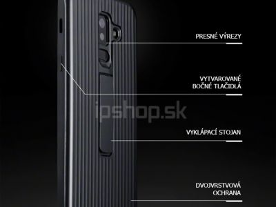 Kickstand Defender Black (ierny) - odoln ochrann kryt (obal) s opierkou na Samsung Galaxy A6 Plus 2018 **VPREDAJ!!