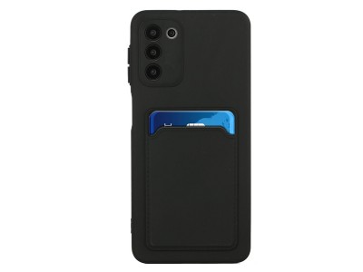 Silicone Card Holder  Ochrann kryt s ochranou kamery a puzdrom na karty pre Samsung Galaxy S20 FE (ierny)